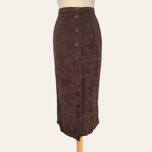 Buttoned velvet skirt