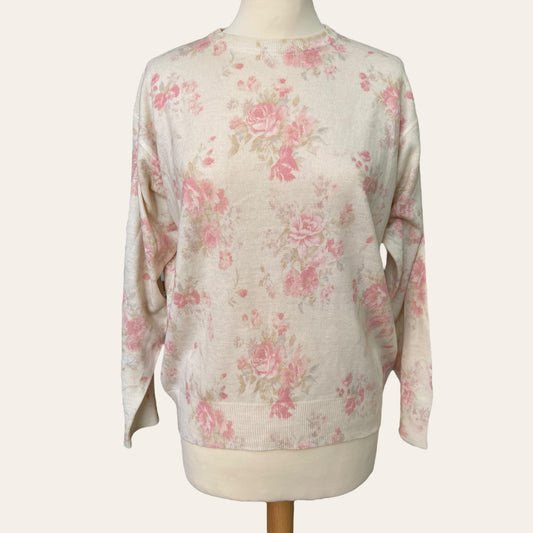 Floral print wool sweater