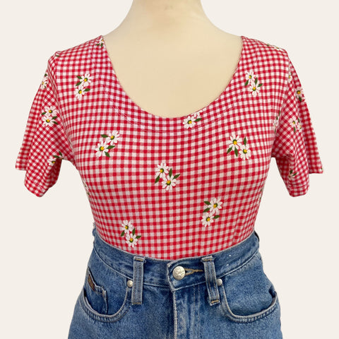 Gingham print bodysuit