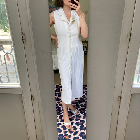 Robe midi boutonnée en lin