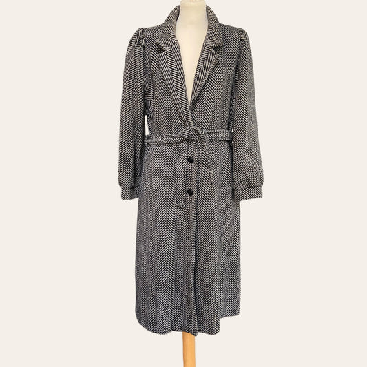 Herringbone belted coat