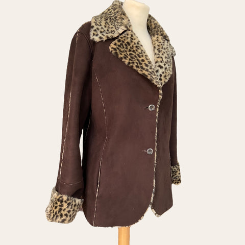 Leopard print fur coat