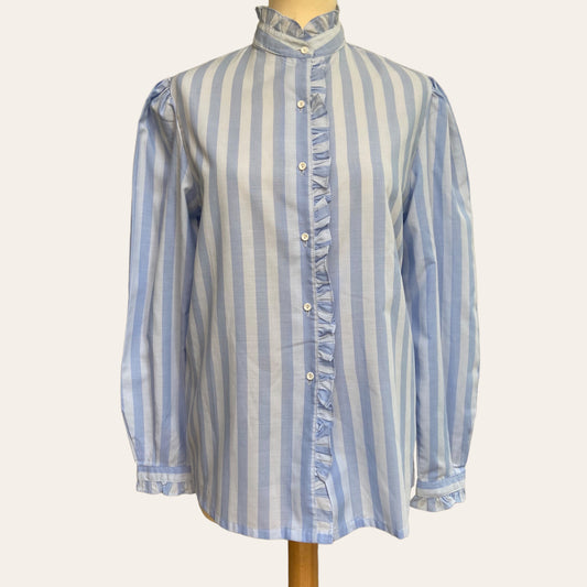 Striped and ruffled shirt