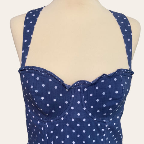 Caraco type bustier à pois