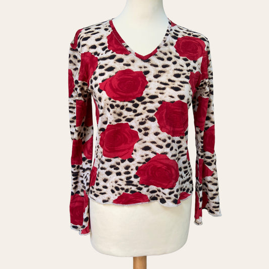 Leopard and rose print top