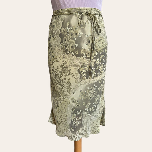 Jupe midi imprimé patchwork floral