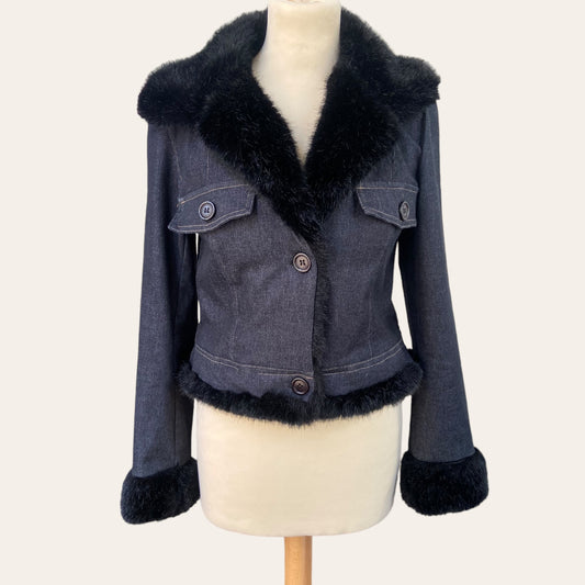 Short denim and fur jacket