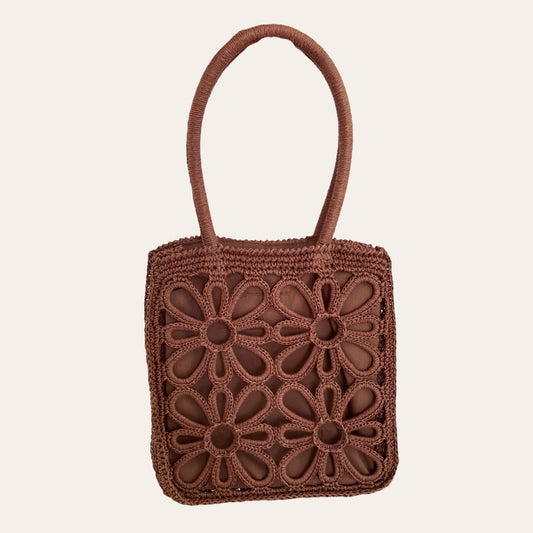 Embroidered raffia bag