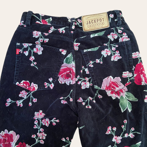 Pantalon velours imprimé floral