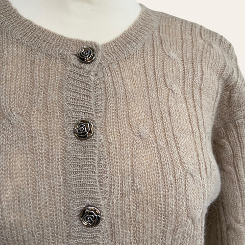 Woolen cable cardigan