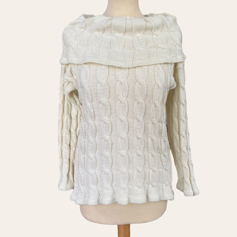 Cable-knit sweater with drop neck