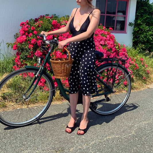 Polka dot print midi skirt