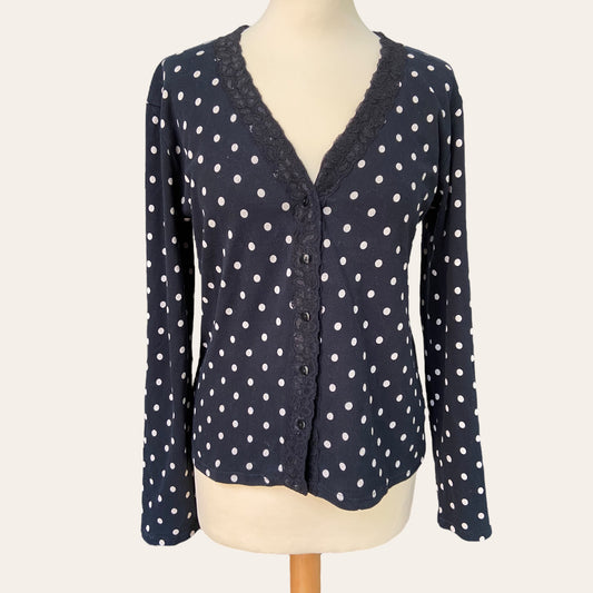 Polka dot and lace cardigan