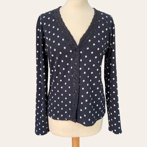 Polka dot and lace cardigan