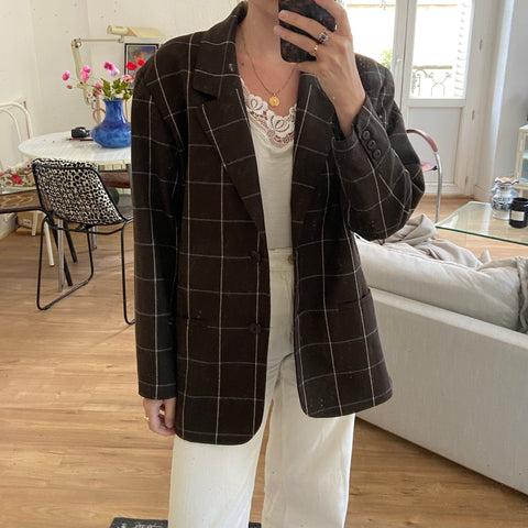 Blazer lainé à carreaux