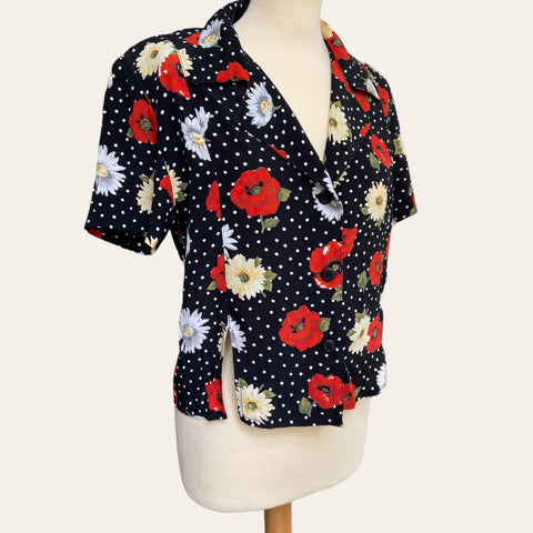 Blouse à pois et fleurs