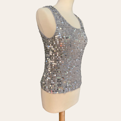 Silver Beaded Tank Top