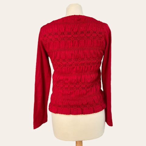 Openwork wool cardigan