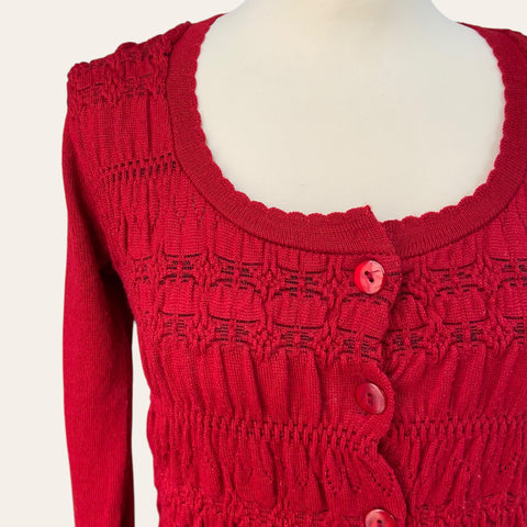 Openwork wool cardigan