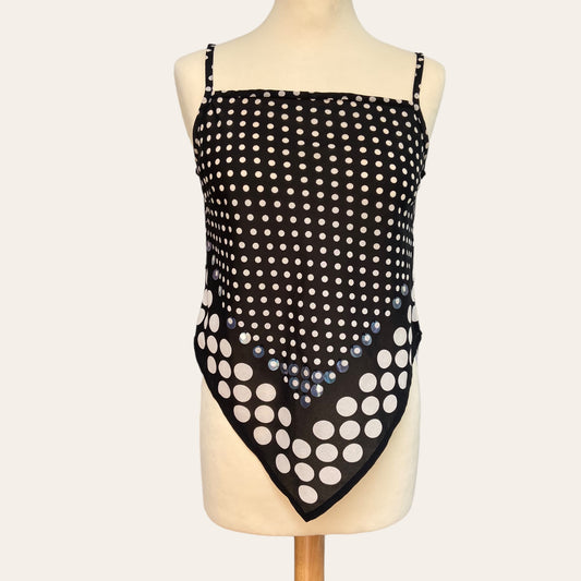 Asymmetrical polka dot print top