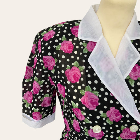 Polka dot and flower print blouse