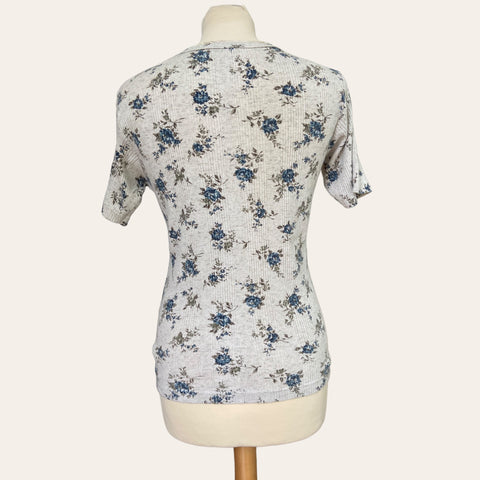 T-shirt côtelé imprimé floral