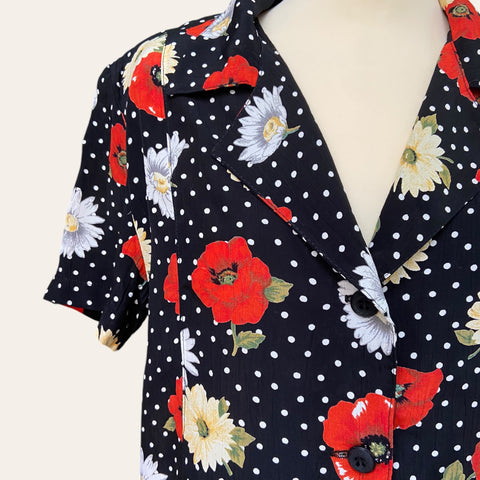 Blouse à pois et fleurs