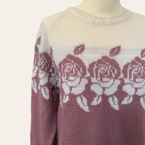 Pull en maille imprimé rosier