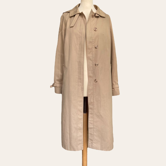 Beige trench coat with hood