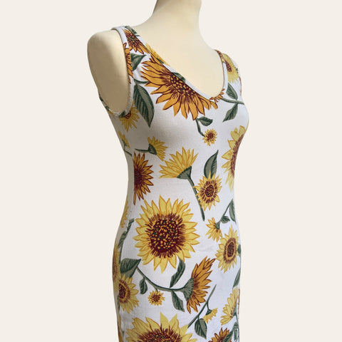 Robe midi imprimé tournesols