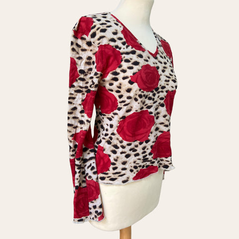 Leopard and rose print top