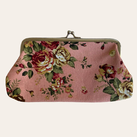 Porte-monnaie floral rose