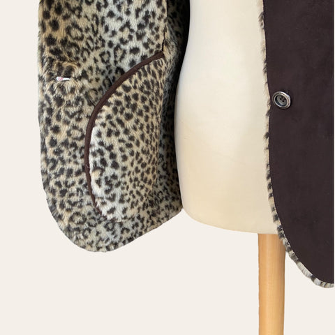 Leopard print fur coat