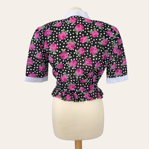 Polka dot and flower print blouse