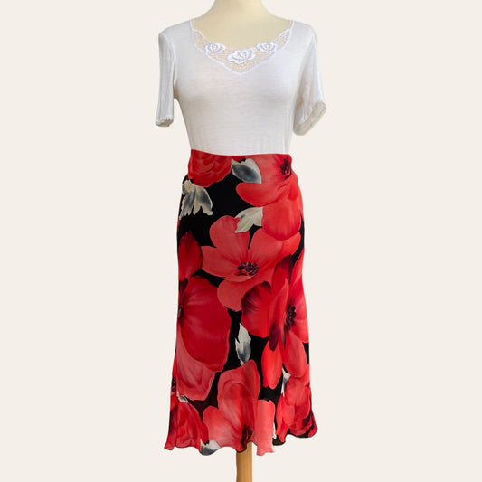 Floral print midi skirt