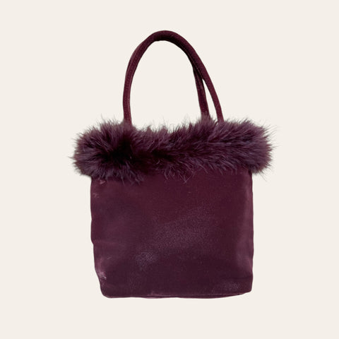 Mini sac en velours et plumes