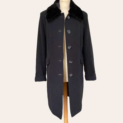 Manteau en laine et fourrure