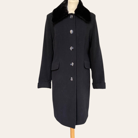 Manteau en laine et fourrure