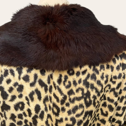 Leopard fur belted coat