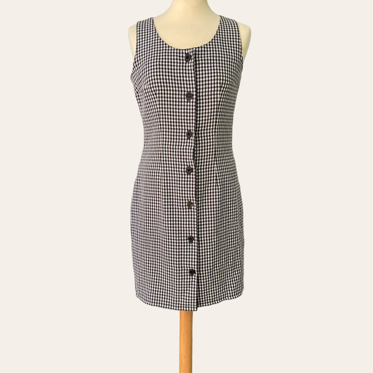 Buttoned gingham print dress