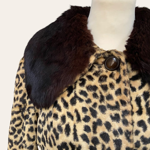 Leopard fur belted coat