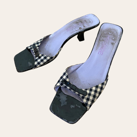 Gingham print mules