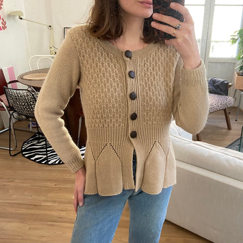 Openwork wool cardigan