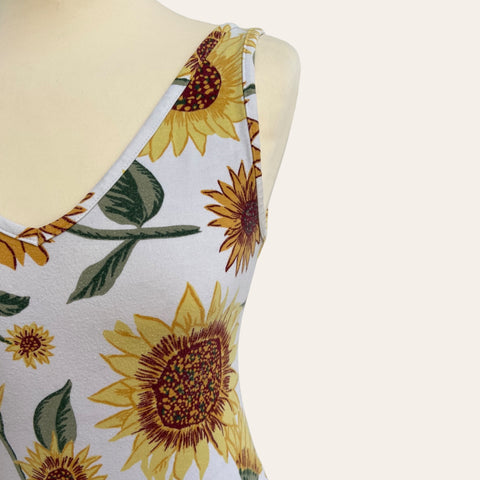 Robe midi imprimé tournesols