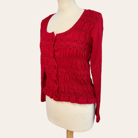 Openwork wool cardigan