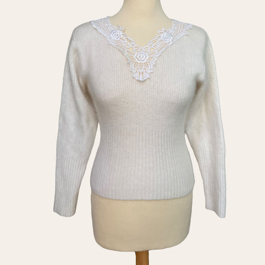 Angora knit with embroidery