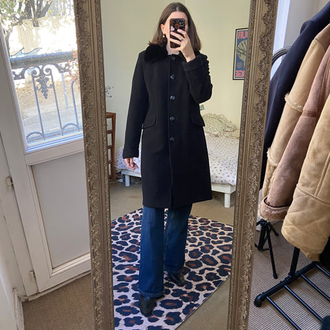 Manteau en laine et fourrure