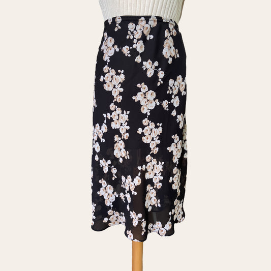 Floral print mid-length skirt