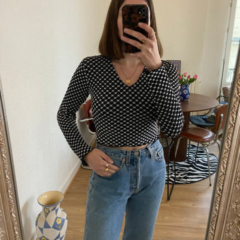 Polka dot print crop top