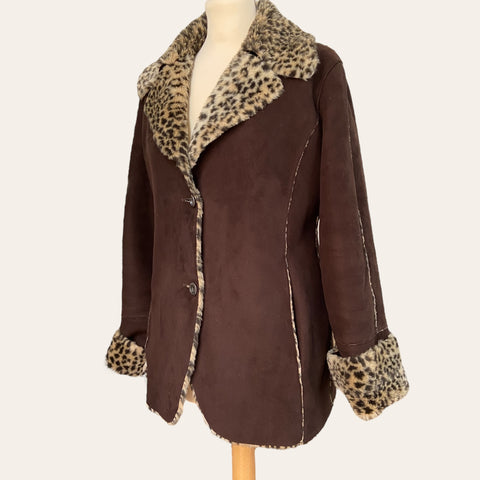 Leopard print fur coat